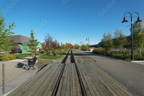 Waterfront trolley rail track in Whitehorse