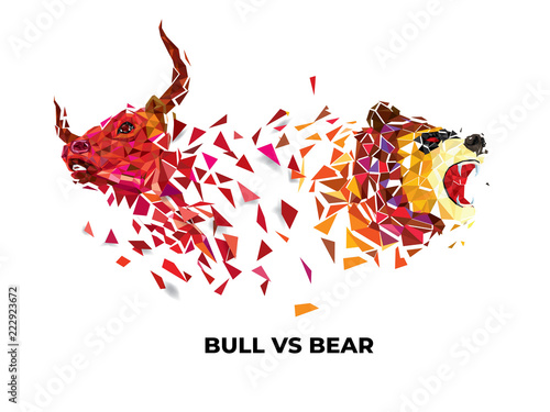 Bull and Bear symbols on stock market vector illustration. vector Forex or commodity charts, on abstract background. The symbol of the the bull and bear