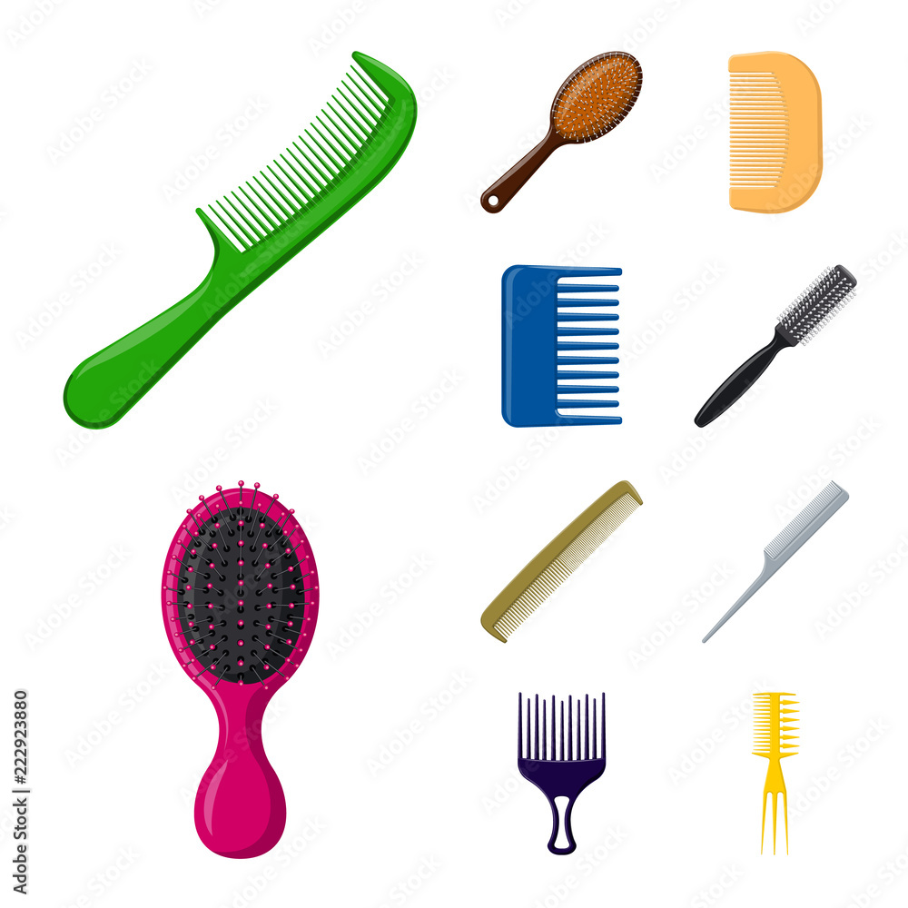 Vector design of brush and hair icon. Collection of brush and hairbrush stock vector illustration. Vector design of brush and hair icon. Collection of brush and hairbrush stock vector illustration.