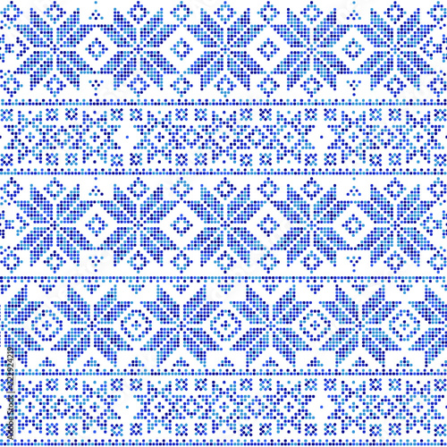 Abstract winter seamless pattern on a white background. Geometric decor of colorful dots.