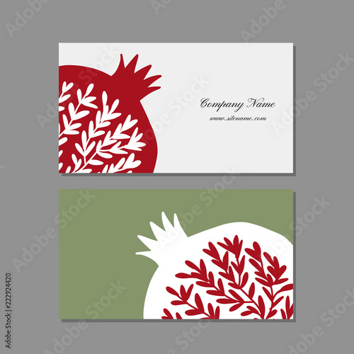 Business cards design, pomegranate background
