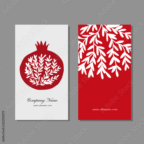 Business cards design, pomegranate background
