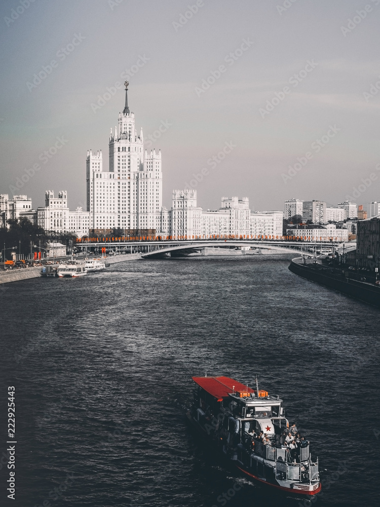 Stalin skyscraper and river