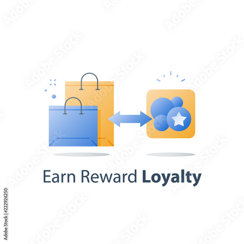 Earn gift, reward points, loyalty concept, incentive program, redeem gift, collect bonus