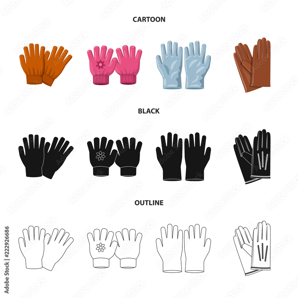 Vector design of glove and winter sign. Collection of glove and equipment stock vector illustration. Vector design of glove and winter sign. Collection of glove and equipment stock vector illustration.