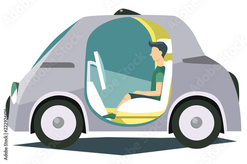 Autonomous smart vehicle with passenger poster