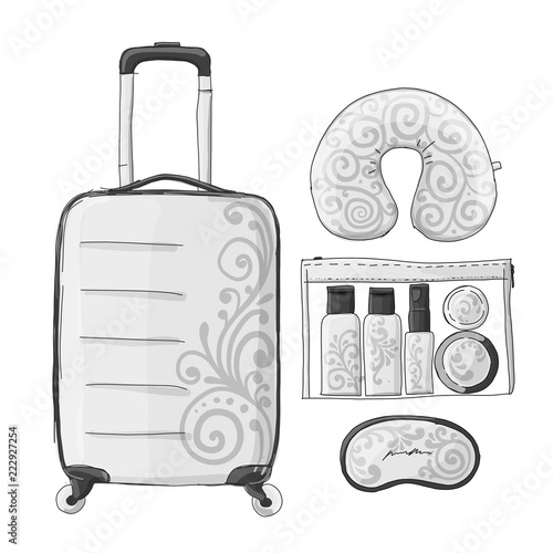 Travel set mockup, sketch for your design