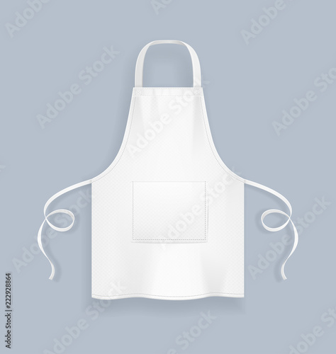 Realistic Detailed 3d White Blank Kitchen Apron Template Mockup. Vector