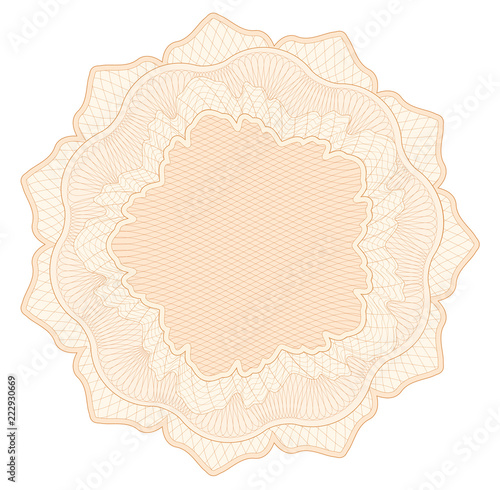 Guilloche pattern, watermark, rosette (line elements) for money design, voucher, currency, gift certificate, coupon, banknote, diploma, check, note