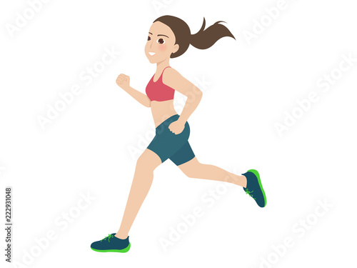Running girl in heathy way  illustration
