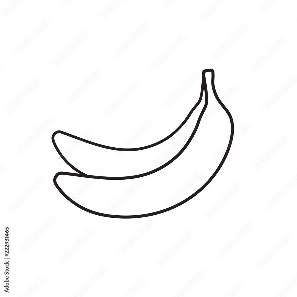 Outline icon of a pair of banana isolated on white. Two banana vector illustration. Outline icon of a pair of banana isolated on white. Two banana vector illustration.