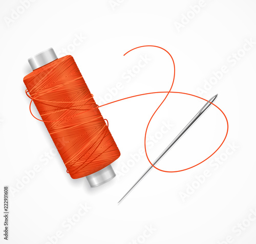 Realistic Detailed 3d Needle and Thread. Vector