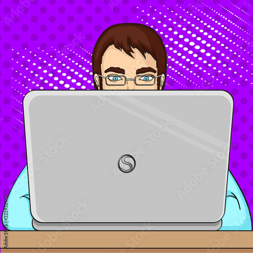 Tableau sur toile A male programmer works for laptops