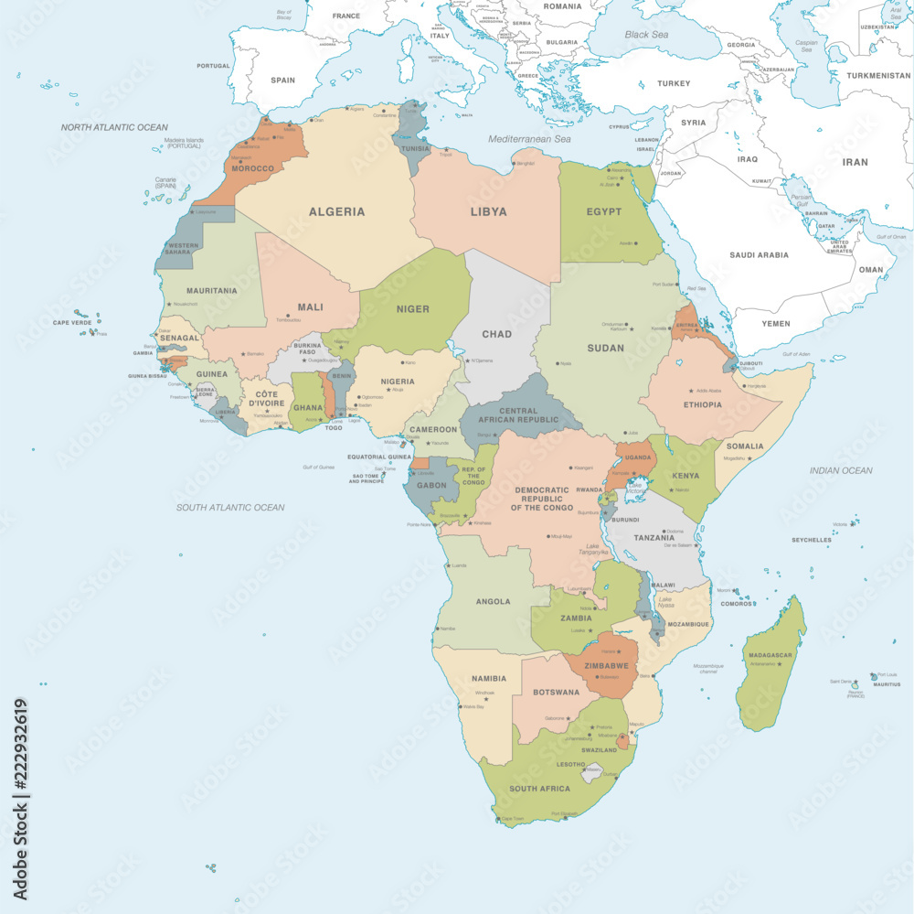 Fototapeta premium Vector map of Africa Continent