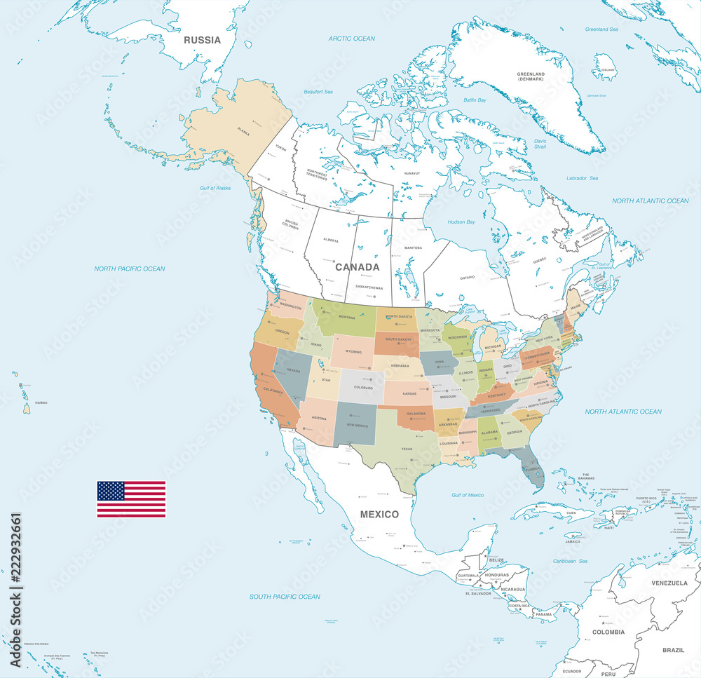 Fototapeta premium Colorful Vector Map of the USA