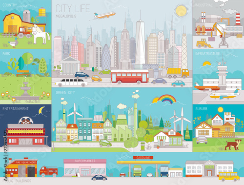 Color City Skyline Vector landscapes