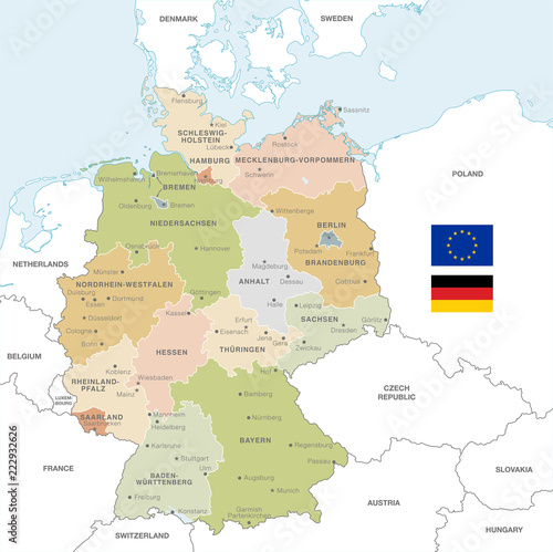 Colorful Vector Map of Germany