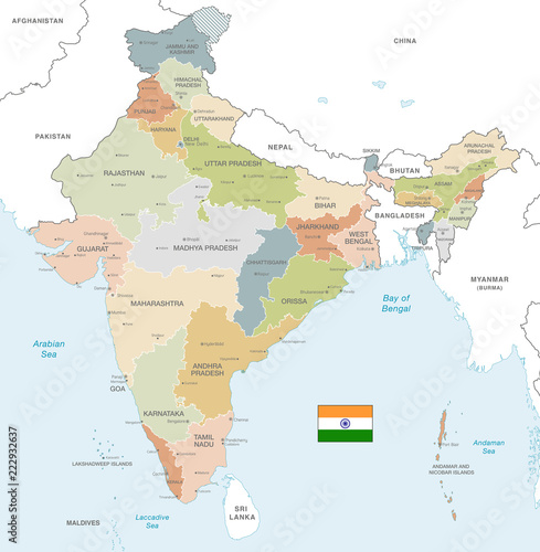  Colorful Vector Map of India