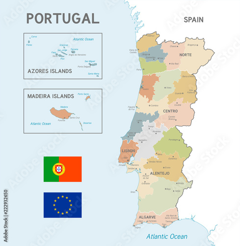 Colorful Vector Map of Portugal