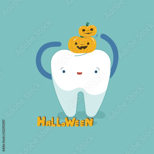 Halloween day of dental, tooth fantacy concept.