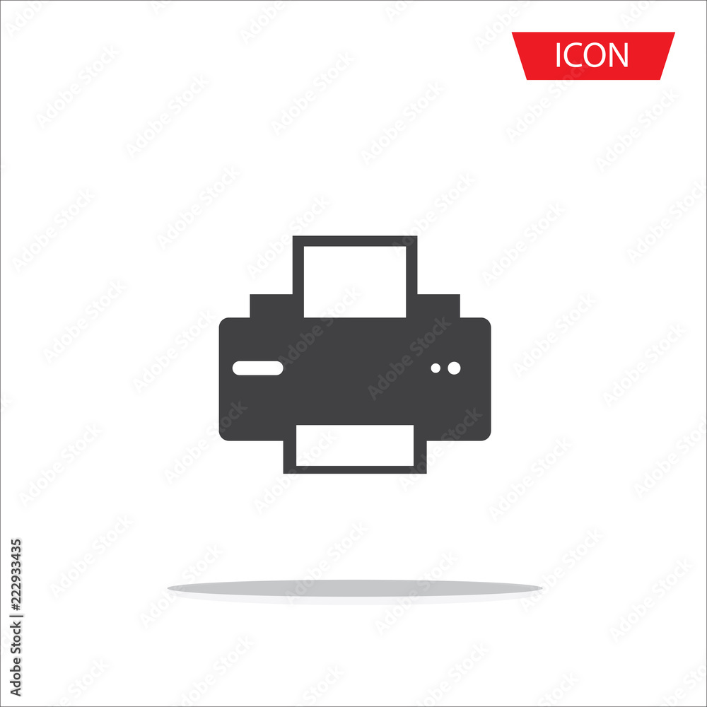 Printer vector icon, document printing symbol isolated on white background.