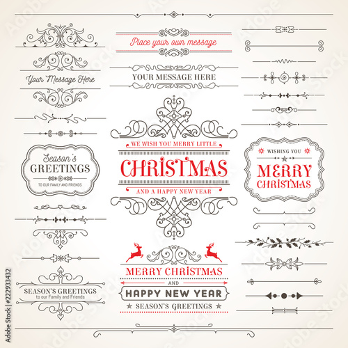 Collection of Elegant Christmas vector labels and elements