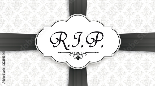 RIP Obituary Emblem Centre Black Cross Ribbon Header