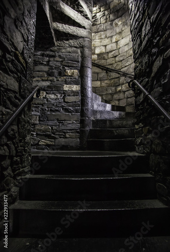 Ancient spiral staircases in a castle