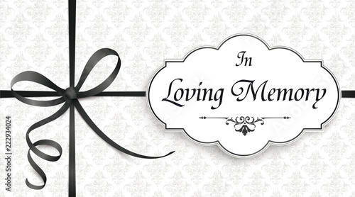 In Loving Memory Obituary Emblem Knot Cross Black Ribbon Header