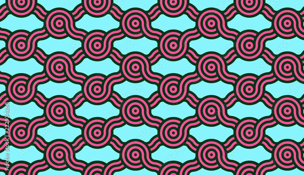 Naklejka premium asian style lattice grid seamless pattern in pink and blue