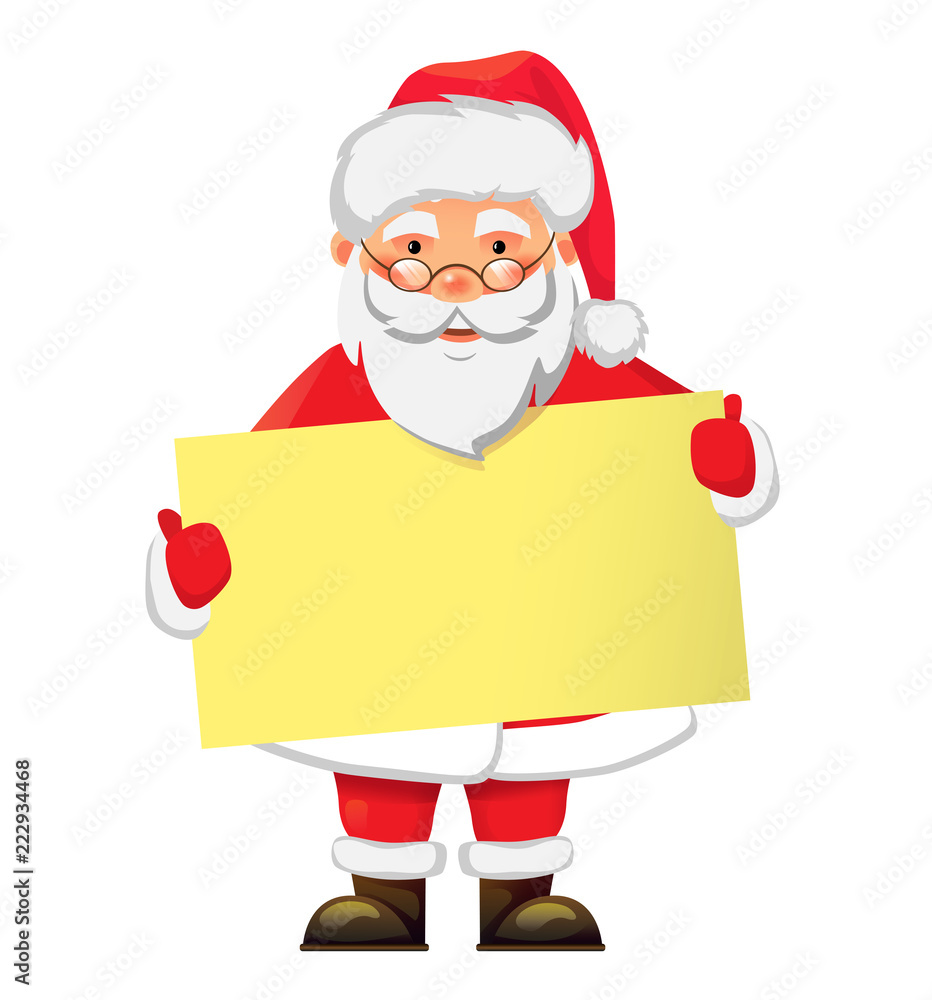 Santa Claus holding banner Santa Claus holding banner
