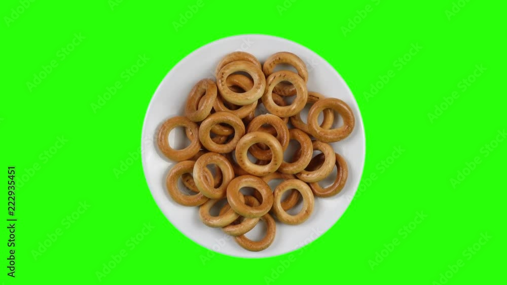 Dry bagels on the plate. Dry bagels on the plate.