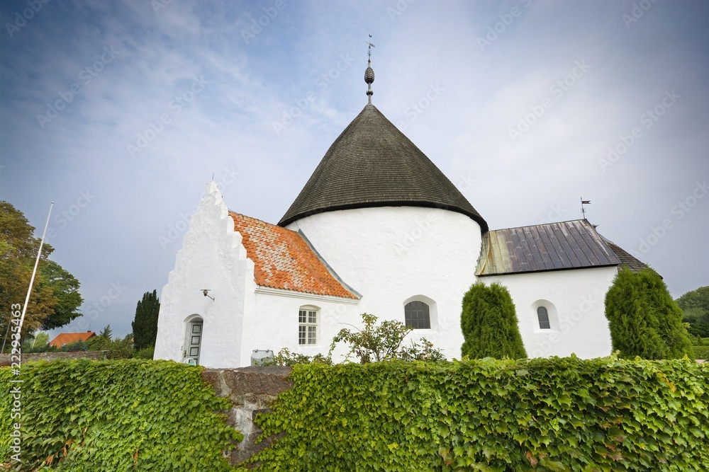 Defensive round church in Nyker, Bornholm, Denmark