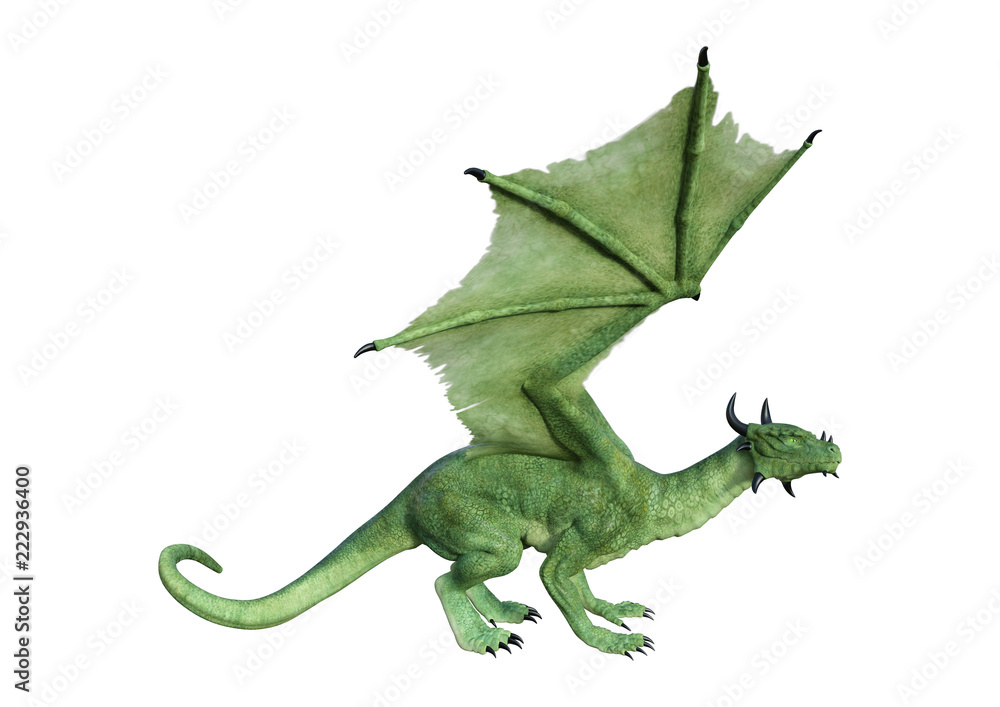 Obraz premium 3D renderowania Fantasy Dragon na białym tle