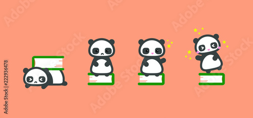 Funny Panda Character with Book