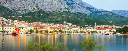 Panoramic view of Makarska and Adriatic Sea - Makarska, Dalmatia, Croatia