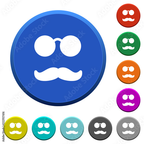 Glasses and mustache beveled buttons