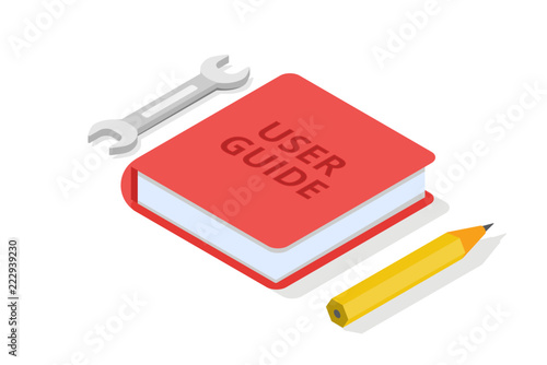 User manual, guide, instruction, guidebook, Handbook isometric concept. Vector illustration. photo