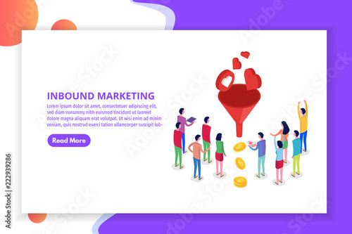 Lead Generate, Inbound Marketing Magnet isometric concept. Vector illustration
