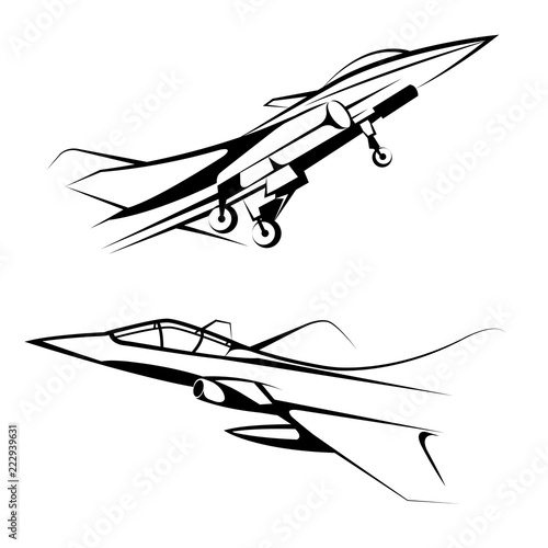 Vector drawn fighter, isolated on white background.