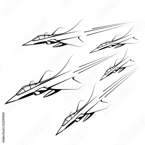 Vector drawn fighter, isolated on white background.