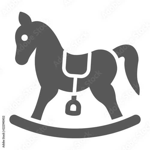 Rocking horse glyph icon, baby and toy, pony sign, vector graphics, a solid pattern on a white background.