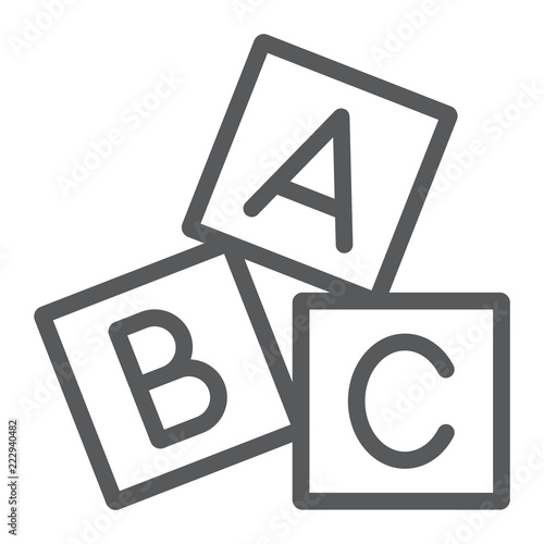 Alphabet cubes line icon, abc and toy, block sign, vector graphics, a linear pattern on a white background. photo