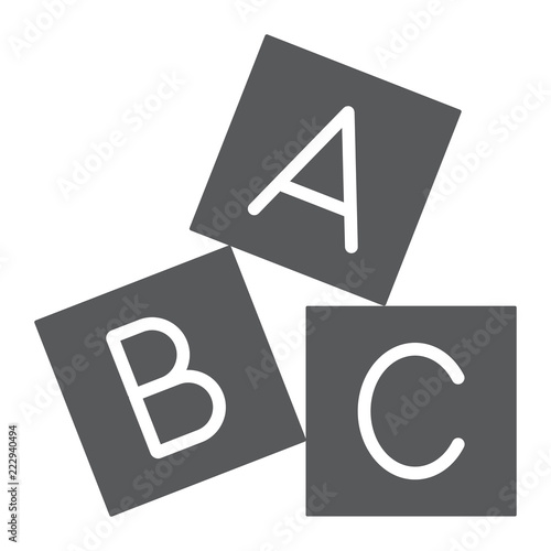 Alphabet cubes glyph icon, abc and toy, block sign, vector graphics, a solid pattern on a white background.