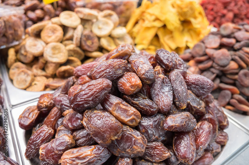 Dates and other dried fruits for sale at local city farmers market
