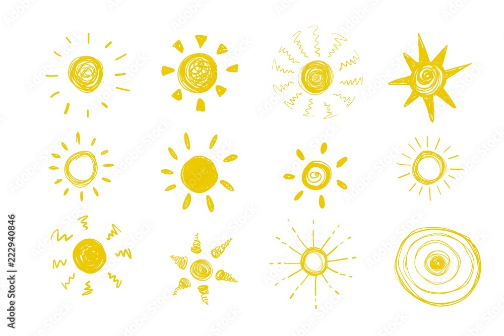 Cute hand drawn doodle sun. Vector illustration. Cute hand drawn doodle sun. Vector illustration.