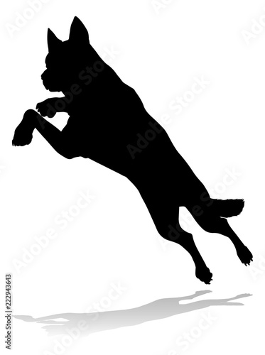 A detailed animal silhouette of a pet dog