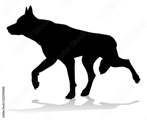 A detailed animal silhouette of a pet dog