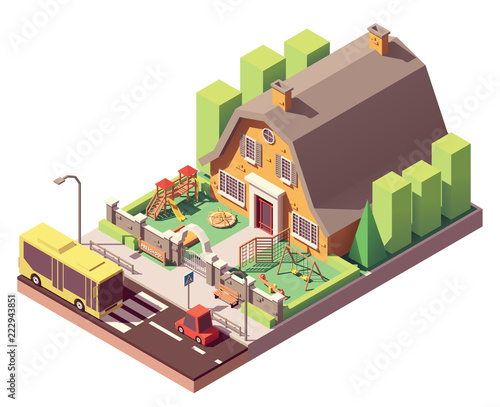 Vector isometric kindergarten