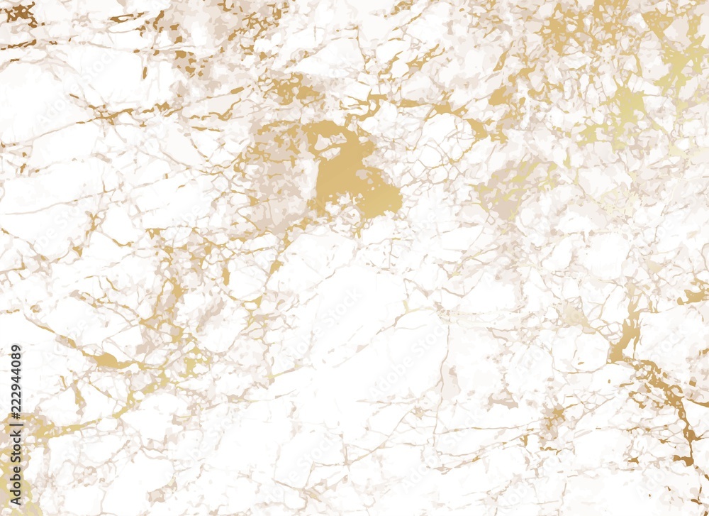 White Marble background with golden texture.